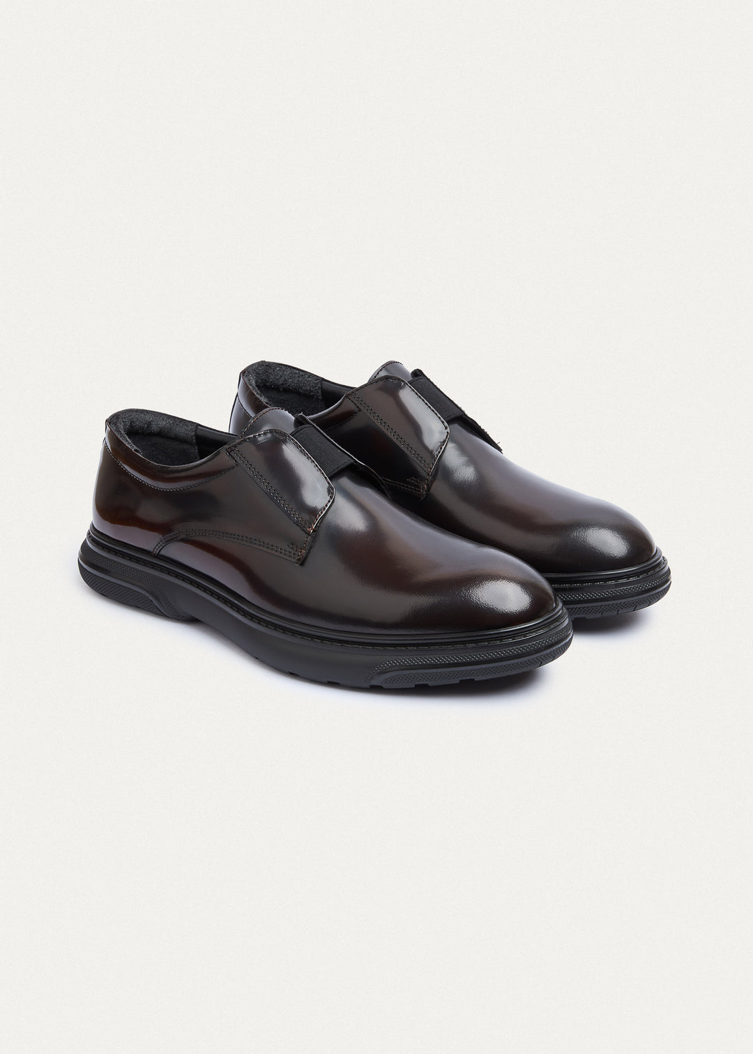 Smooth Leather Elastic Slip-On | Patent Brown