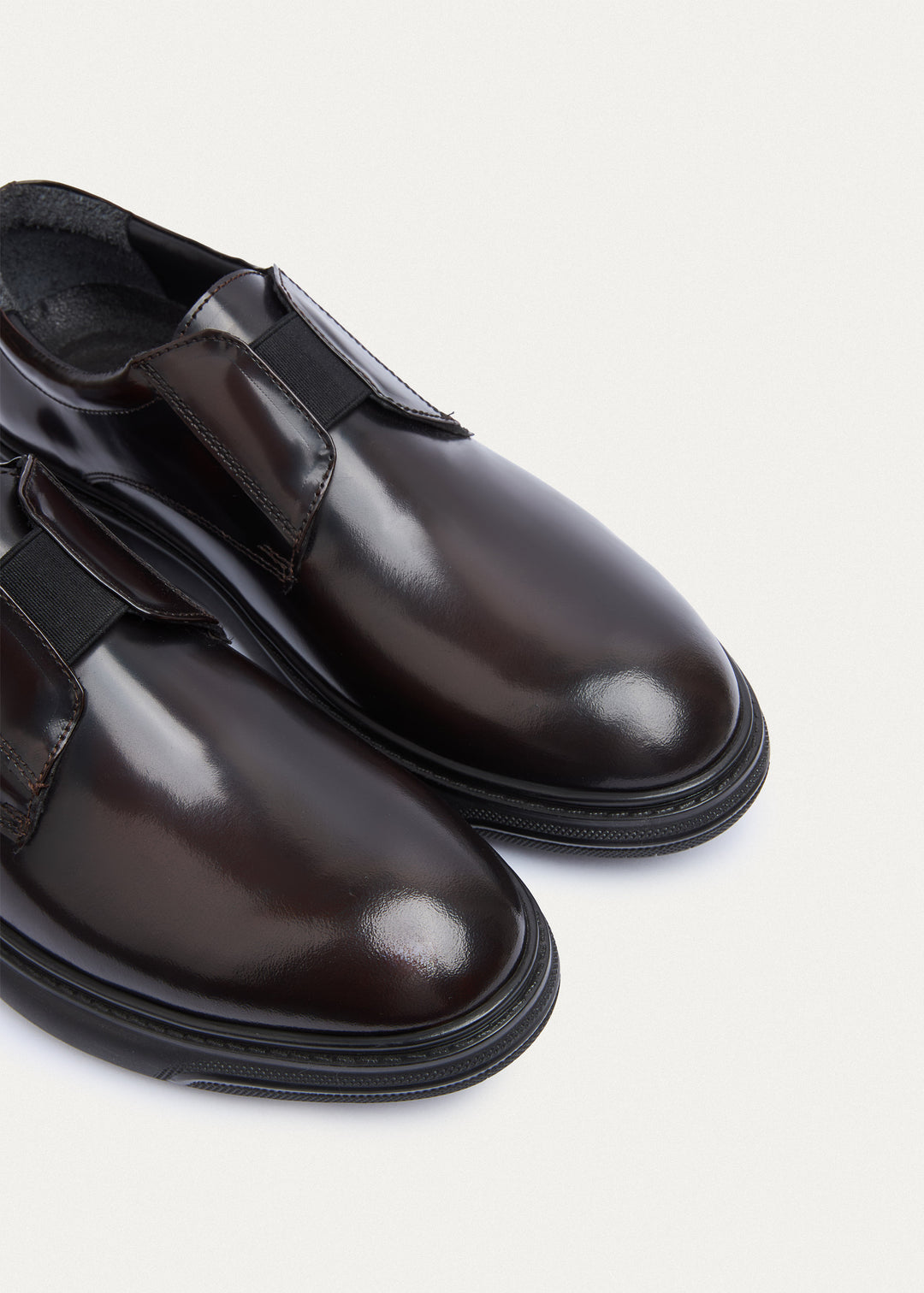 Smooth Leather Elastic Slip-On | Patent Brown
