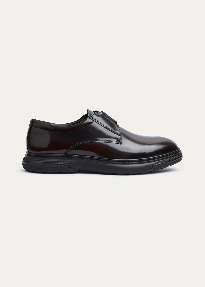 Smooth Leather Elastic Slip-On | Patent Brown