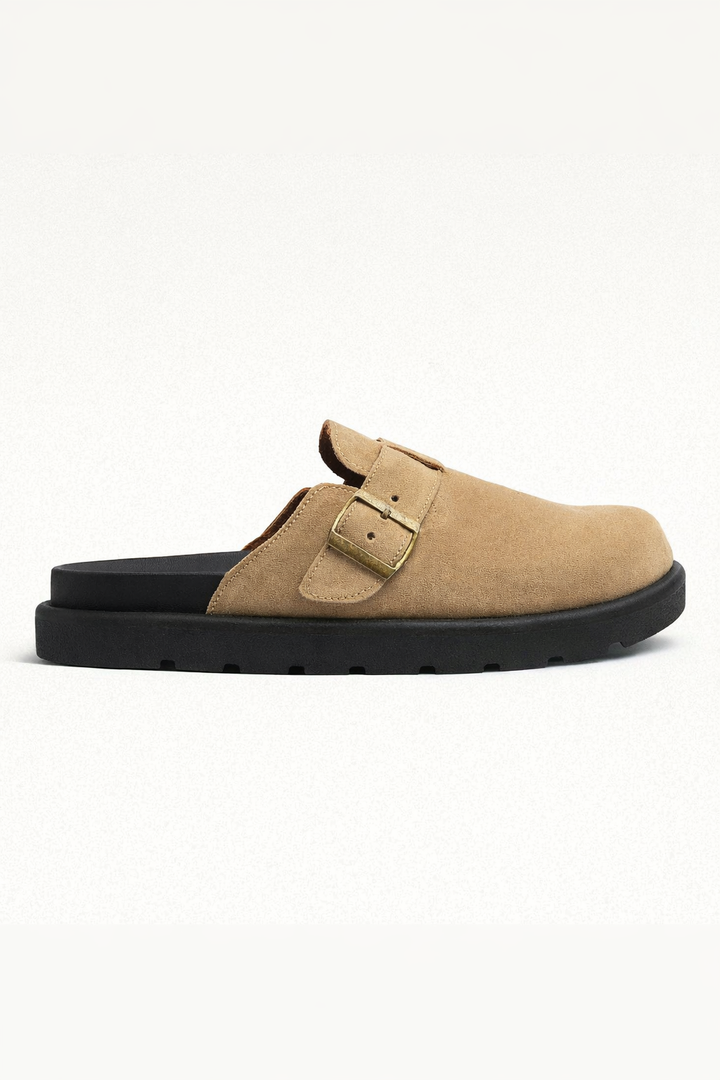 Classic Buckle Clogs | Beige X Black