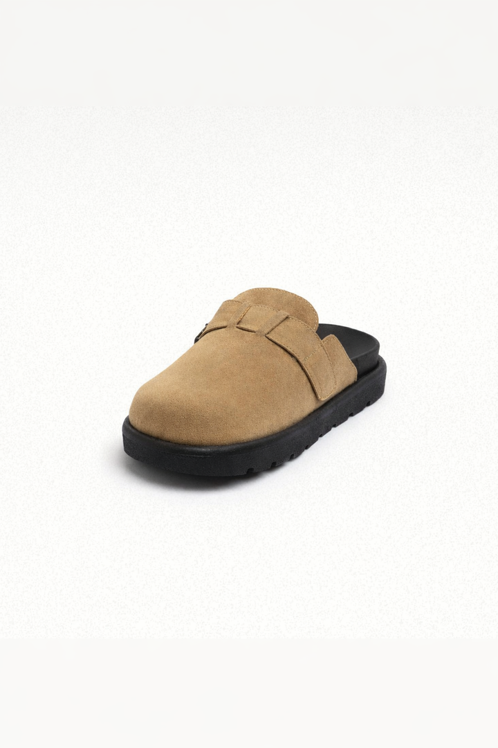 Classic Buckle Clogs | Beige X Black