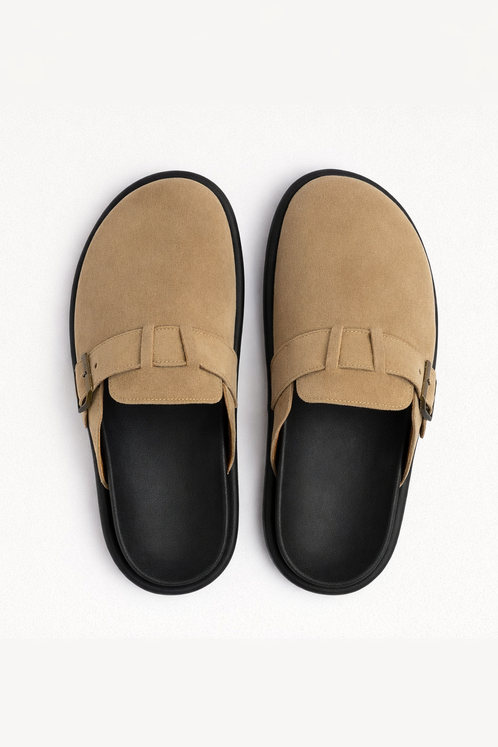 Classic Buckle Clogs | Beige X Black