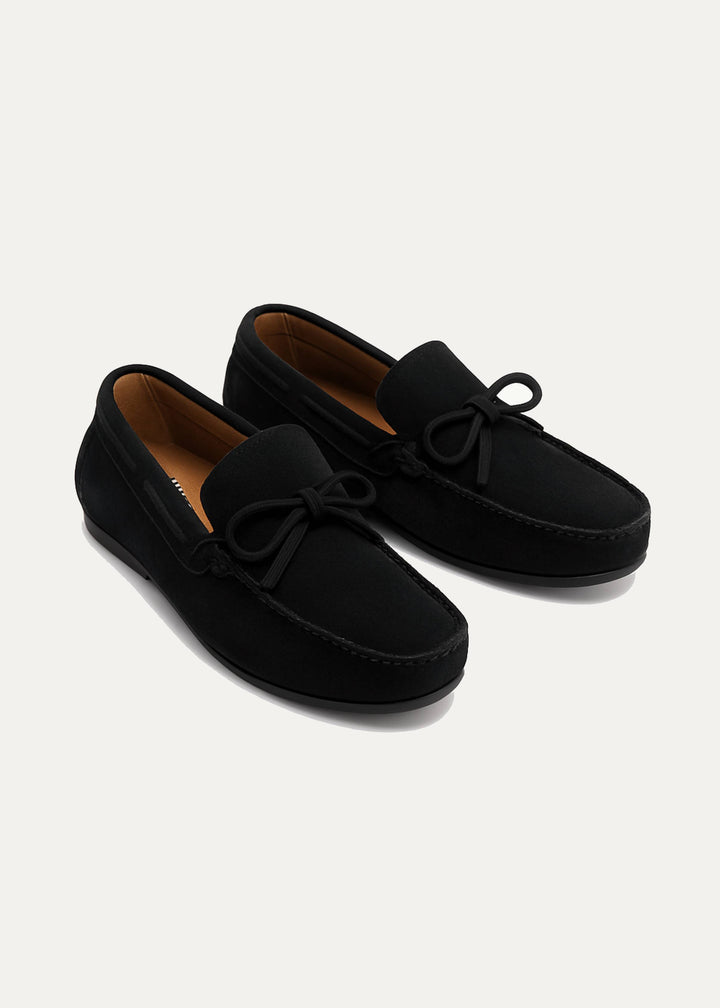 Achilles | Harbor Classic Men’s Leather Boat Shoes  - Suede Black