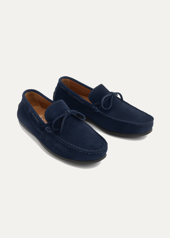 Achilles | Harbor Classic Men’s Leather Boat Shoes  - Suede DarkBlue