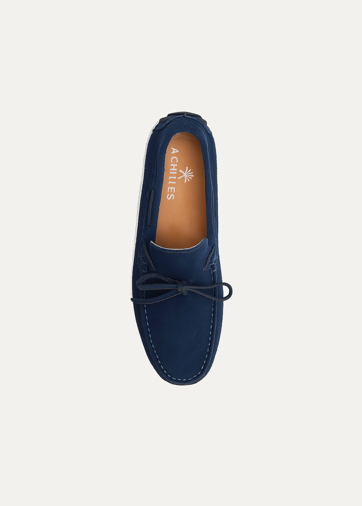Achilles | Harbor Classic Men’s Leather Boat Shoes  - Suede DarkBlue