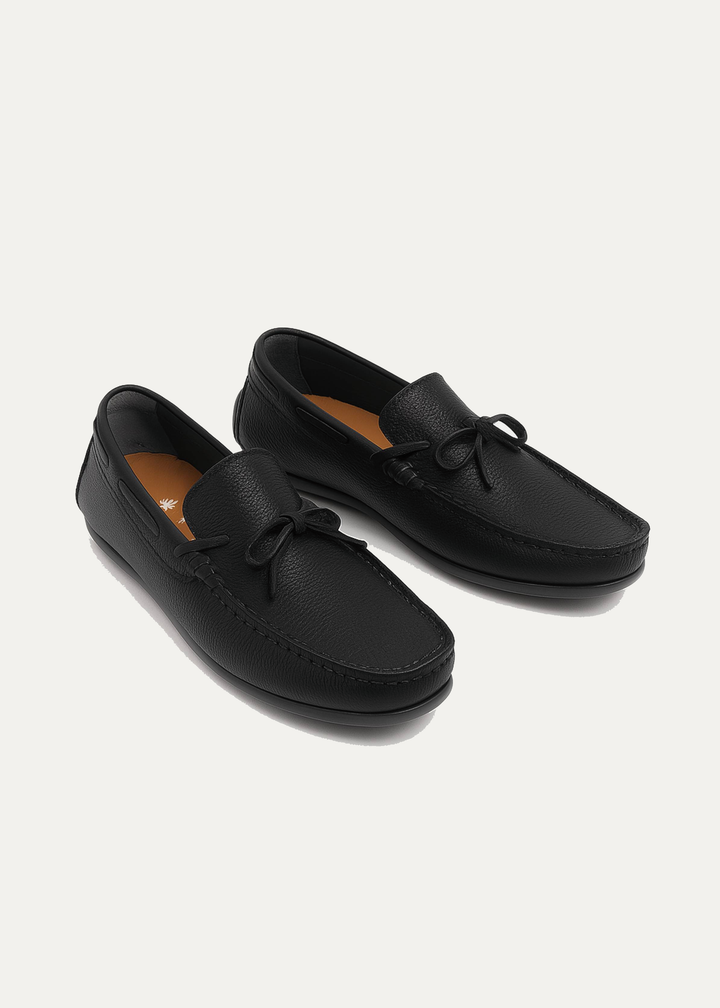 Achilles | Harbor Classic Men’s Leather Boat Shoes  - Black