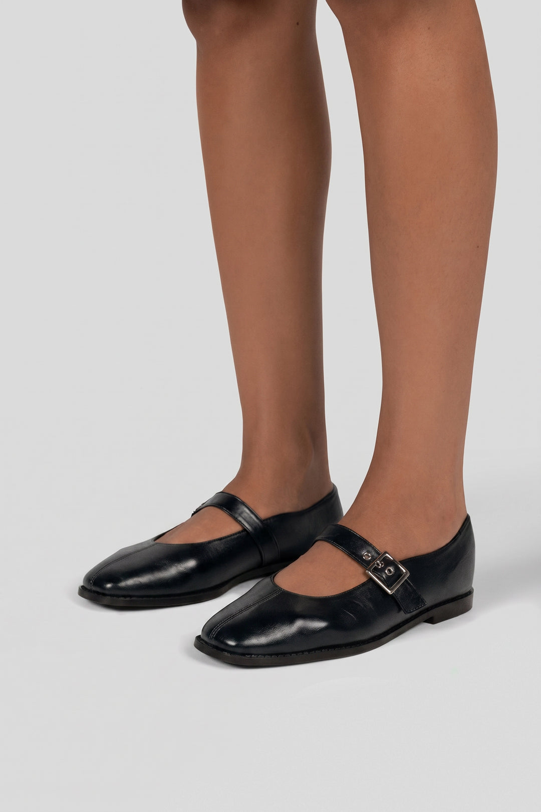 Mary Jane Flats Buckle Strap - Black