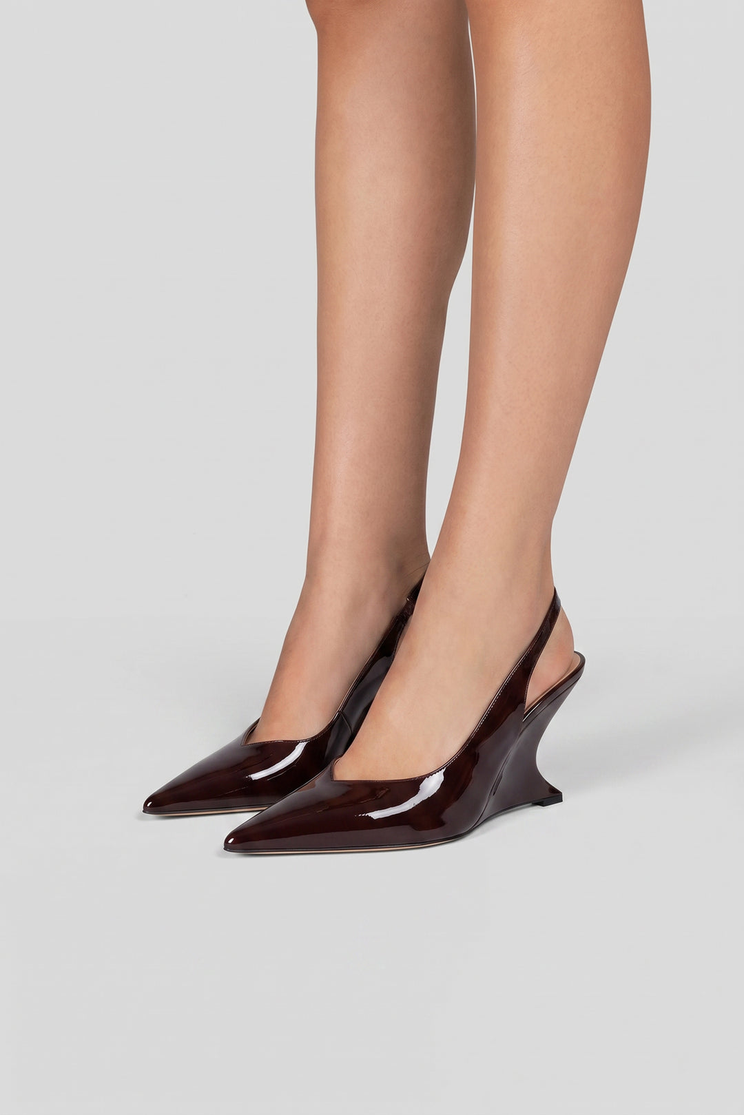 Sculpted Wedge Slingback Pumps - Brown