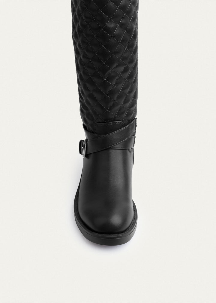 Vienna Quilted Over-The-Knee Boots | Black