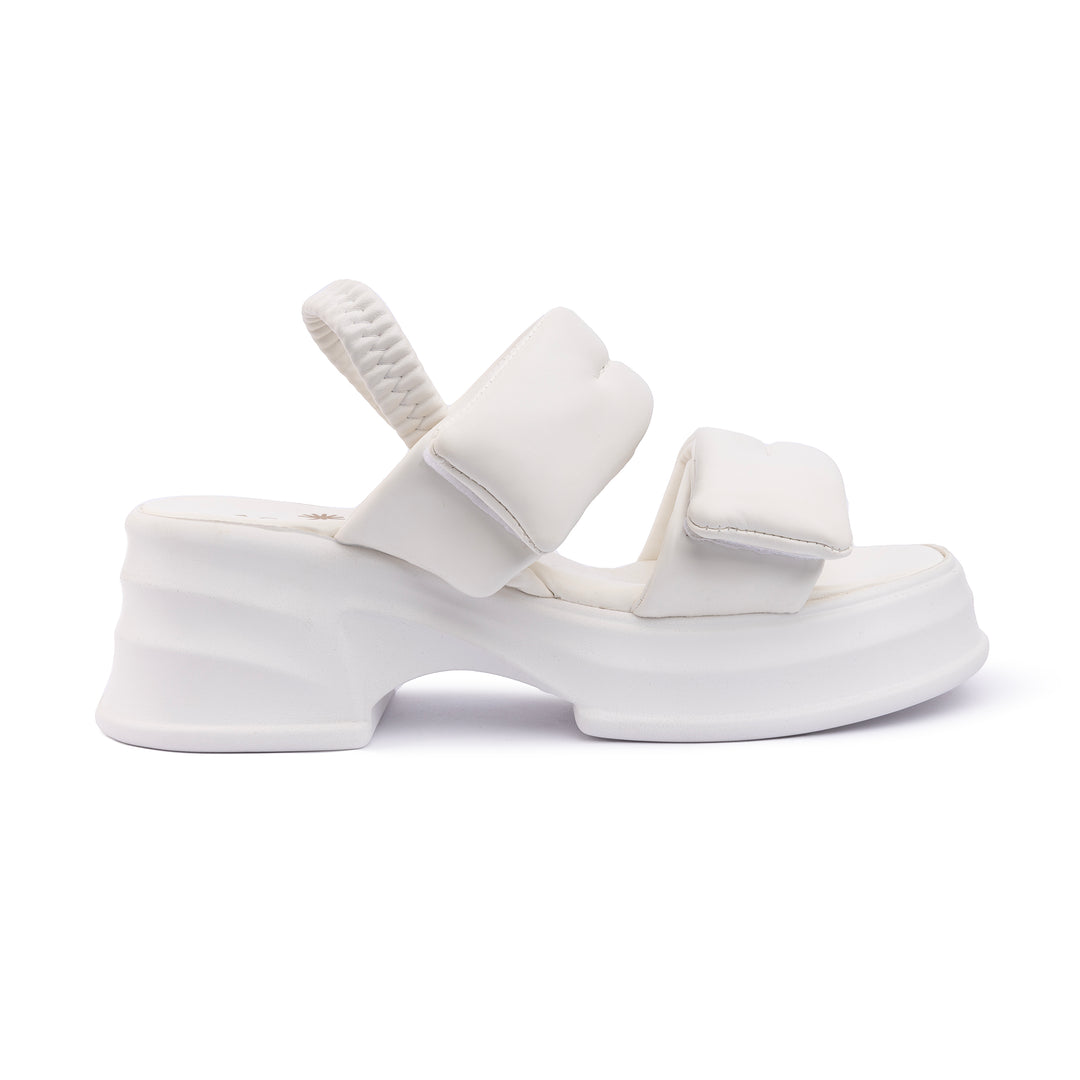 Veneitte 2.0 | Double Hook & Loop Strap Wedge Sandals - White