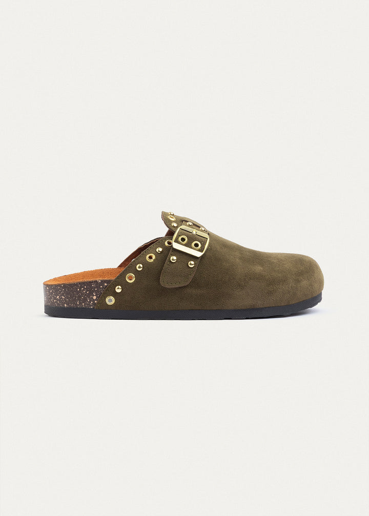 Achilles | Studded Buckle Clogs | Olive