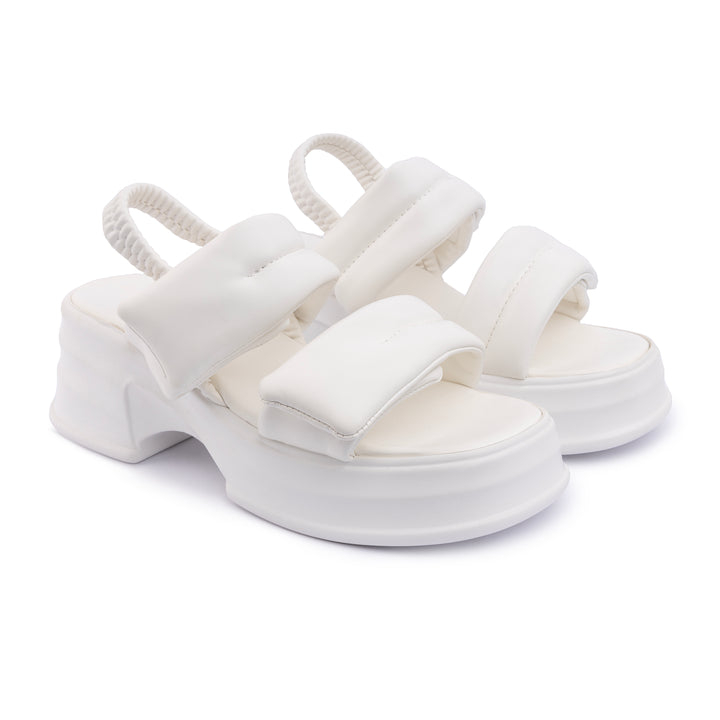 Veneitte 2.0 | Double Hook & Loop Strap Wedge Sandals - White