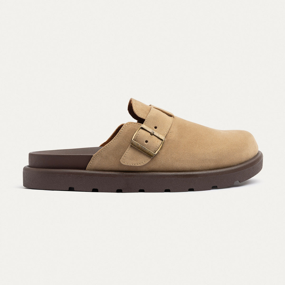 Achilles | Classic Buckle Clogs | Beige
