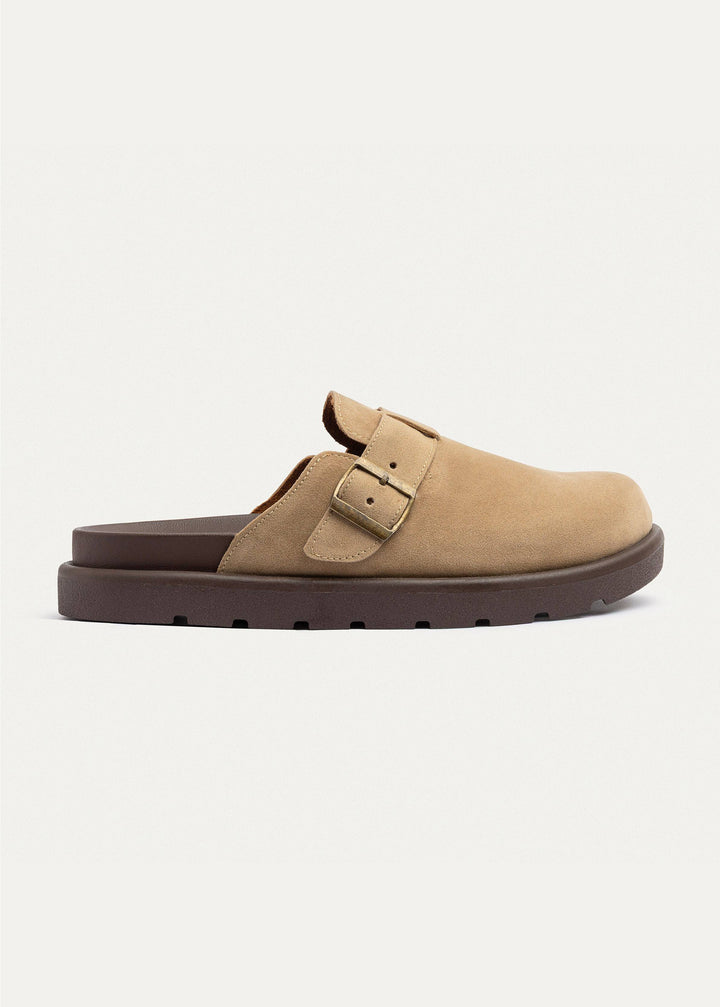 Achilles | Classic Buckle Clogs | Beige