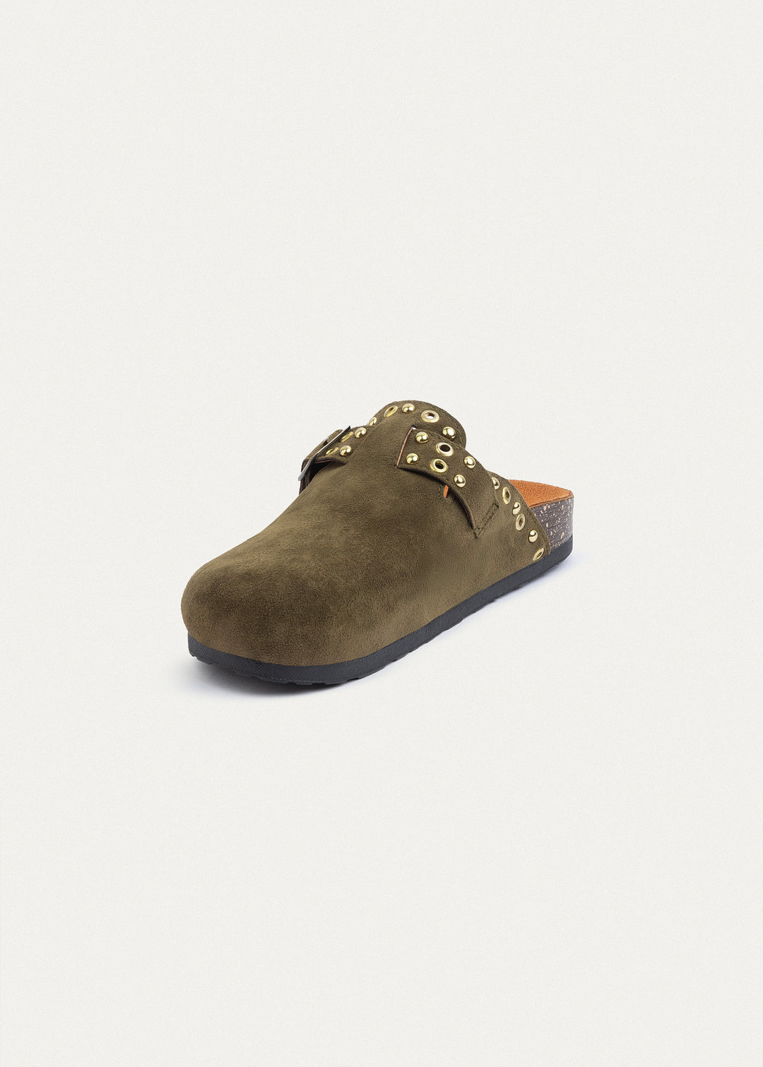 Achilles | Studded Buckle Clogs | Olive