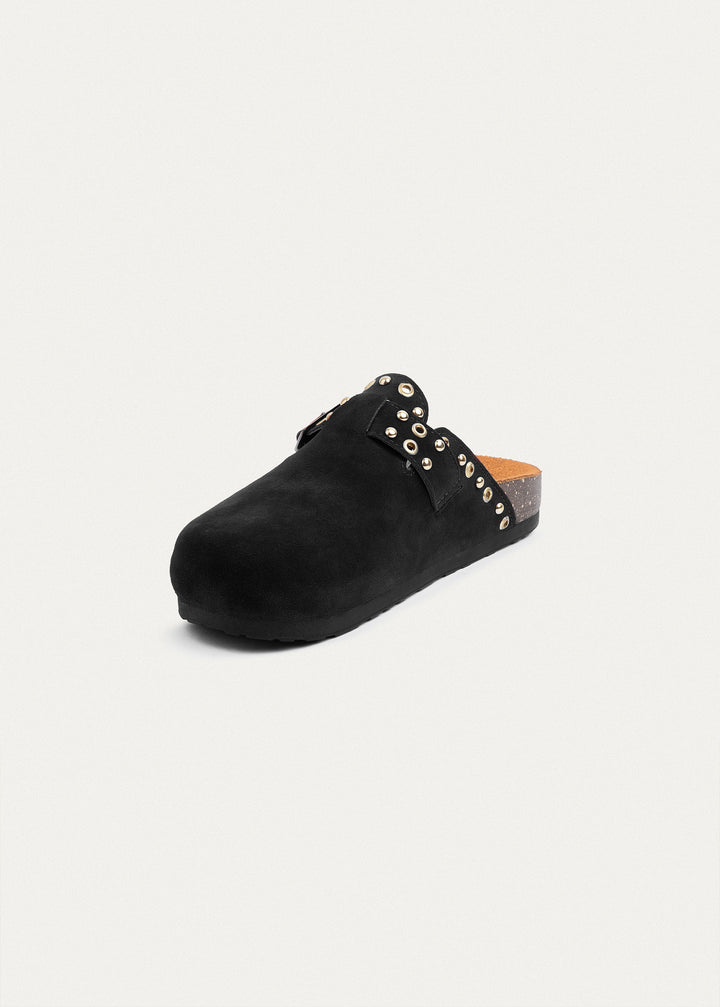 Studded Buckle Clogs | Black