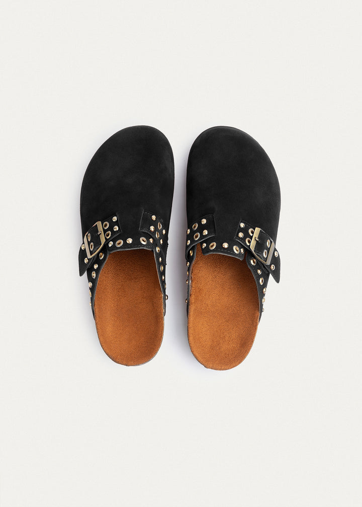 Studded Buckle Clogs | Black