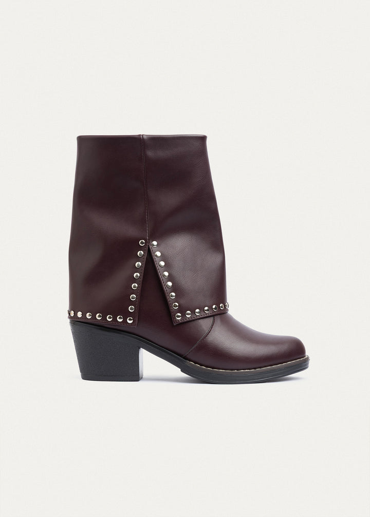 Rodeo Studded Mid Boots | Burgundy