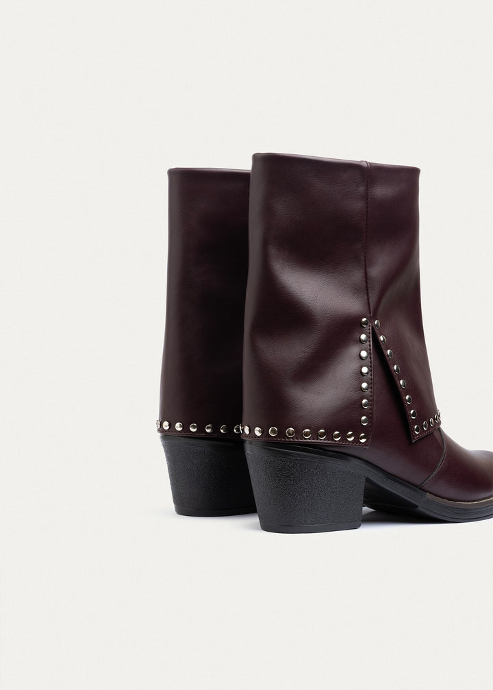 Achilles | Rodeo Studded Mid Boots | Burguandy