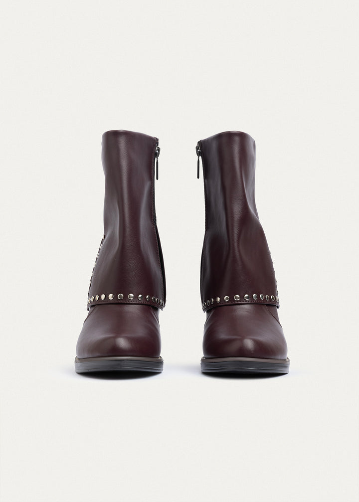 Achilles | Rodeo Studded Mid Boots | Burguandy