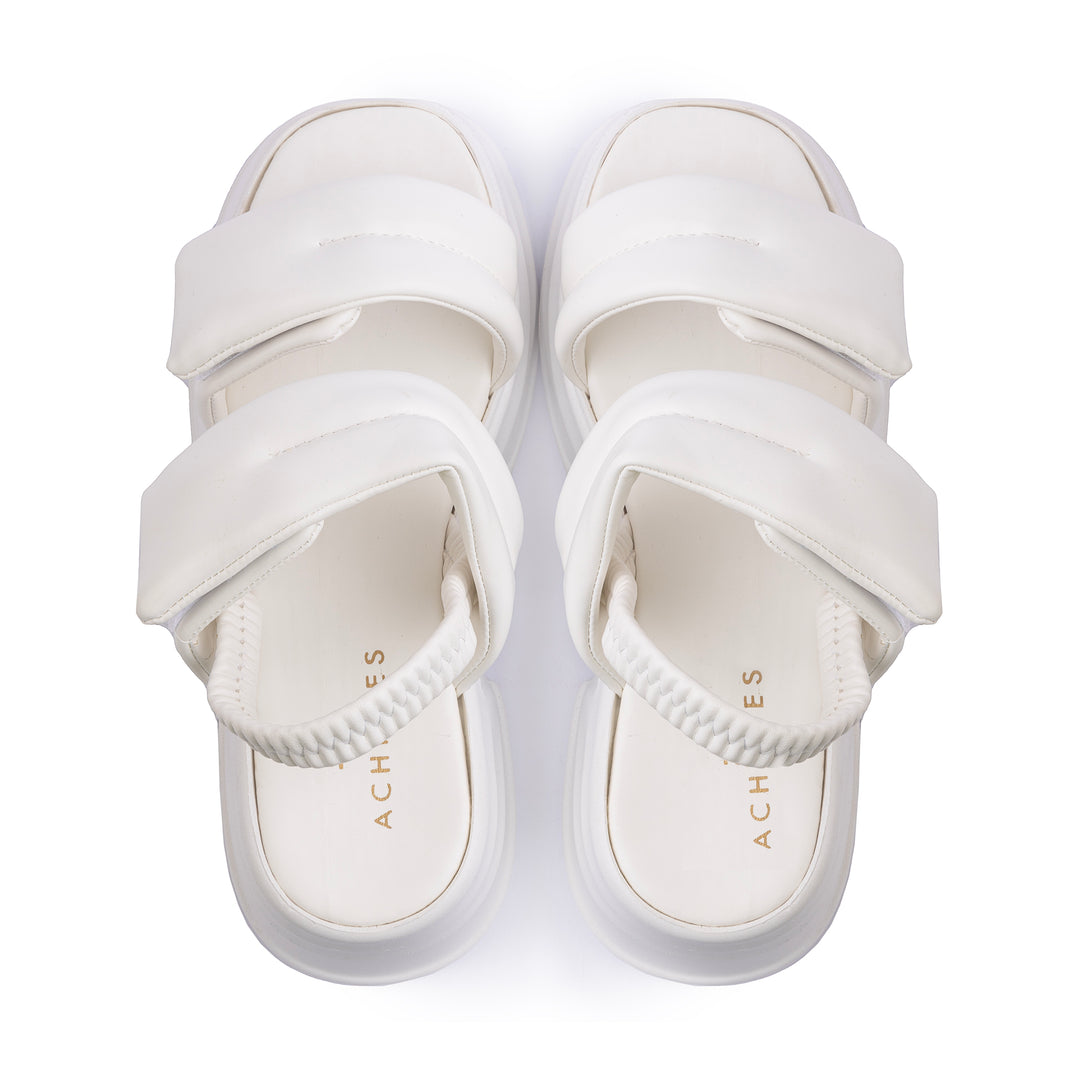 Veneitte 2.0 | Double Hook & Loop Strap Wedge Sandals - White