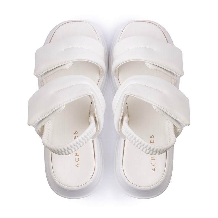 Veneitte 2.0 | Double Hook & Loop Strap Wedge Sandals - White