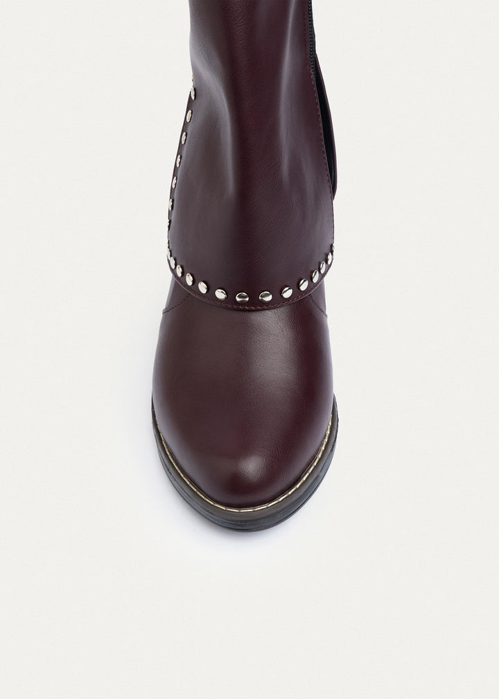 Rodeo Studded Mid Boots | Burgundy