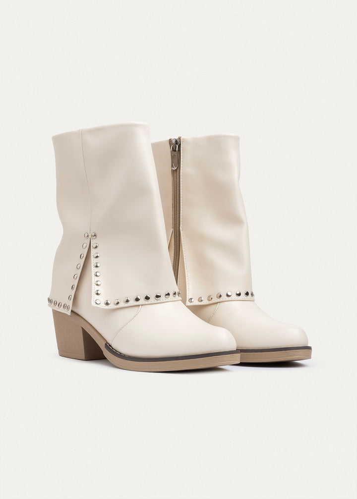 Rodeo Studded Mid Boots | Beige
