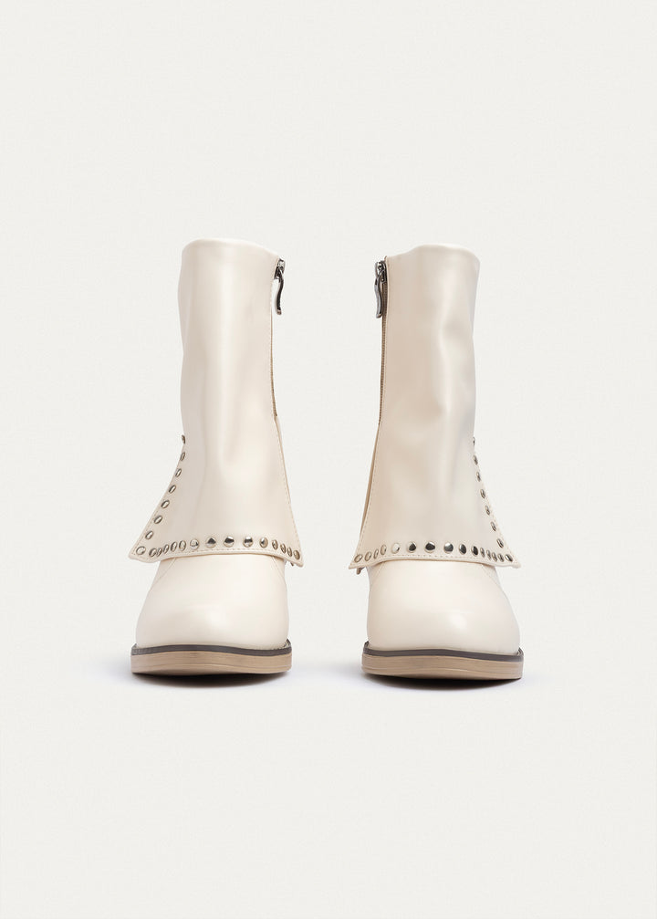 Rodeo Studded Mid Boots | Beige
