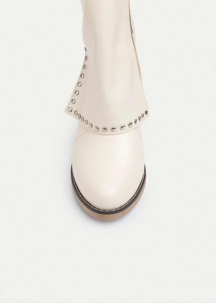 Rodeo Studded Mid Boots | Beige