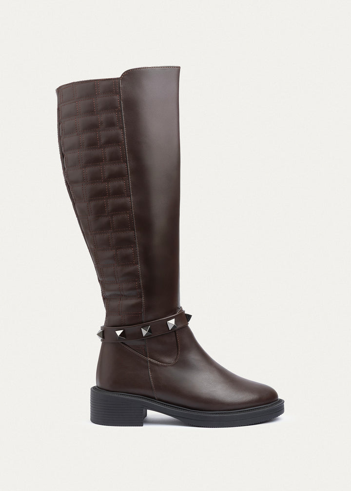 Achilles | Rebel Quilted Tall Boots| Brown