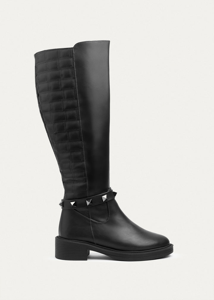 Rebel Quilted Tall Boots | Black