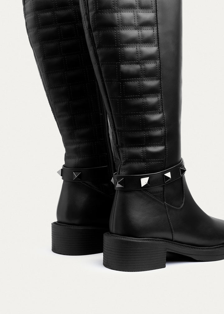 Achilles | Rebel Quilted Tall Boots| Black