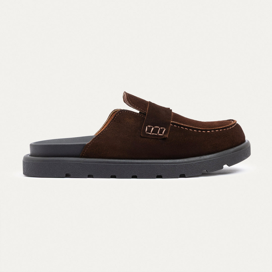 Achilles Suede Slip-On Loafer Mule | Brown