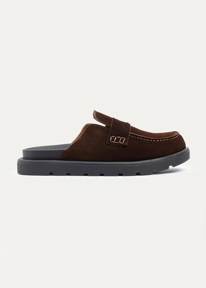Achilles Suede Slip-On Loafer Mule | Brown