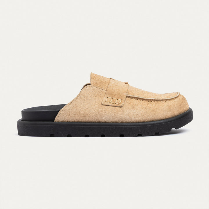 Achilles Suede Slip-On Loafer Mule | Beige