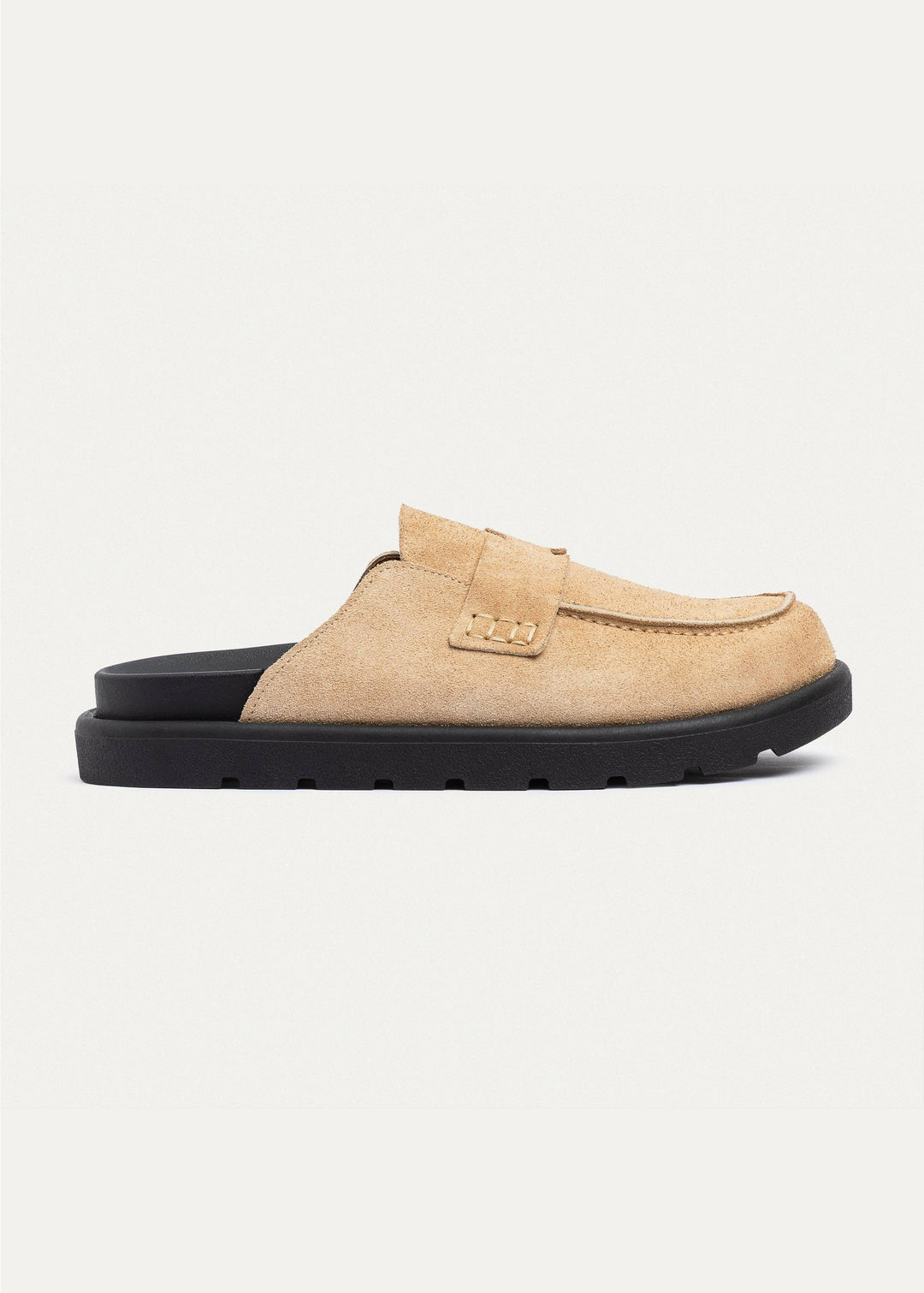 Achilles Suede Slip-On Loafer Mule | Beige