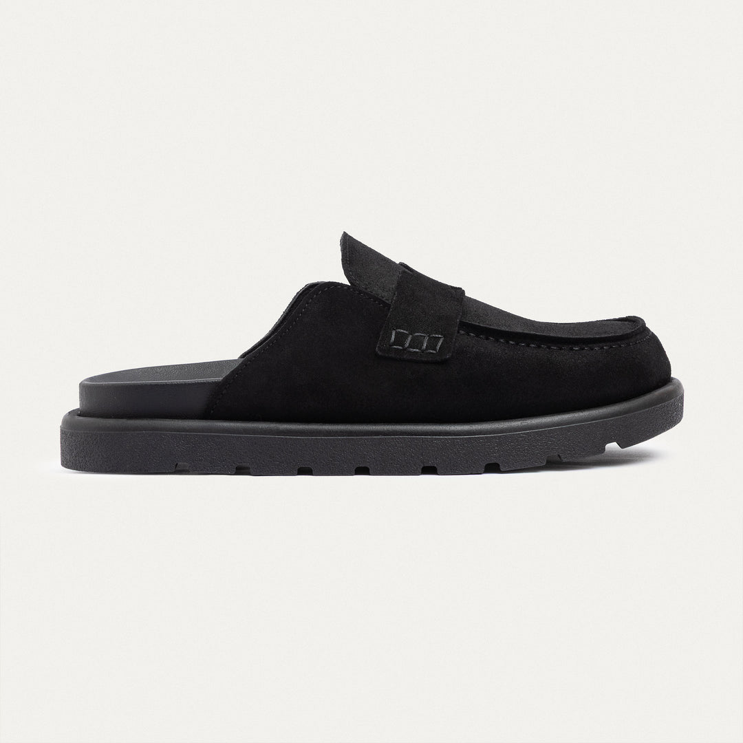 Achilles Suede Slip-On Loafer Mule | Balck
