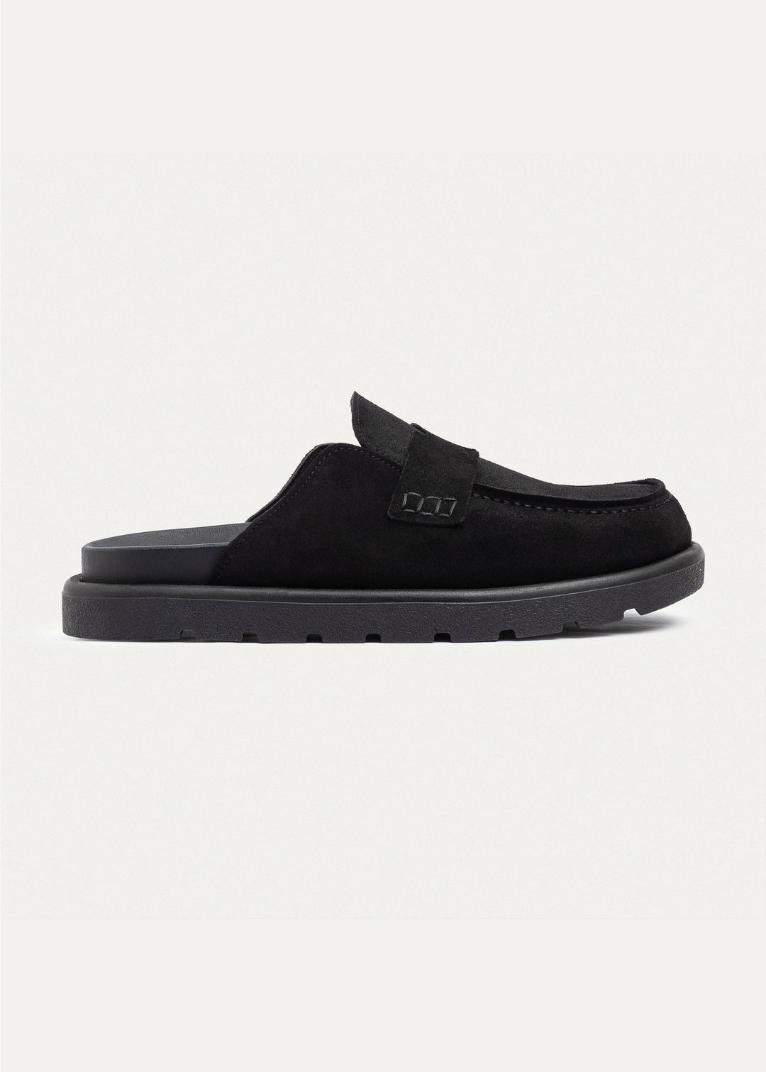 Achilles Suede Slip-On Loafer Mule | Balck