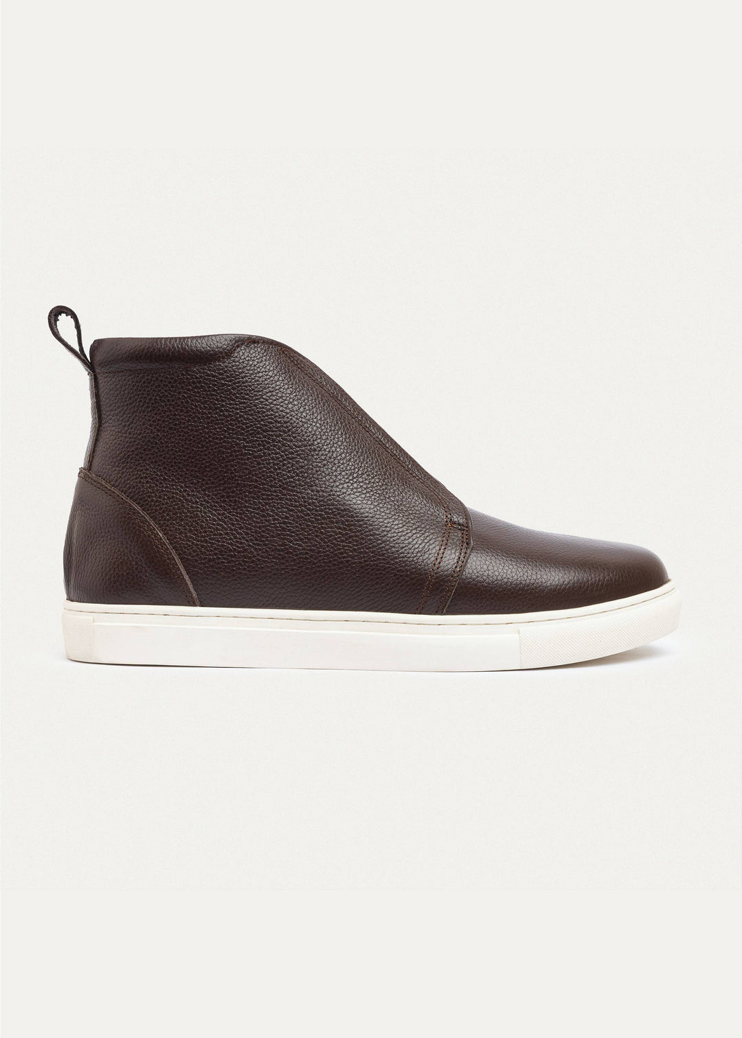 Achilles | Textured Leather Mid-Top Sneakers | Brown