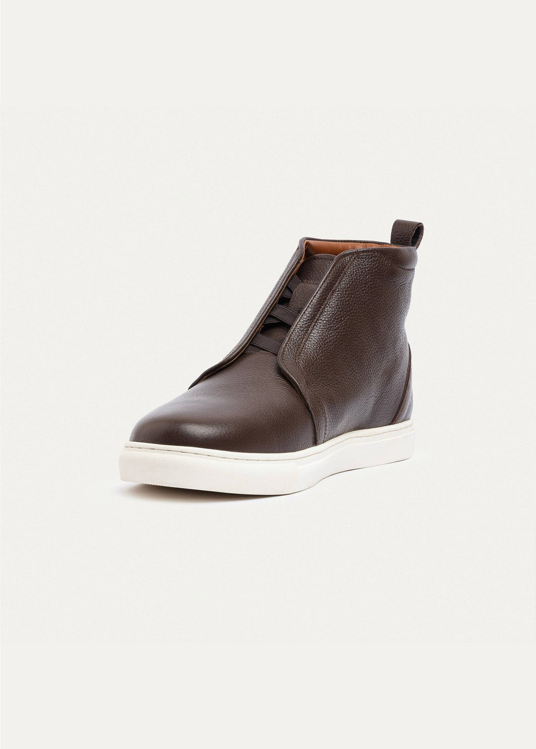 Achilles | Textured Leather Mid-Top Sneakers | Brown