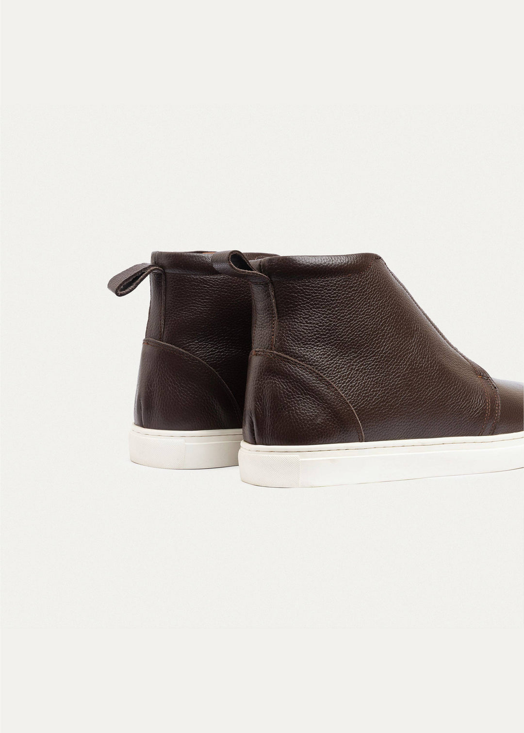 Achilles | Textured Leather Mid-Top Sneakers | Brown