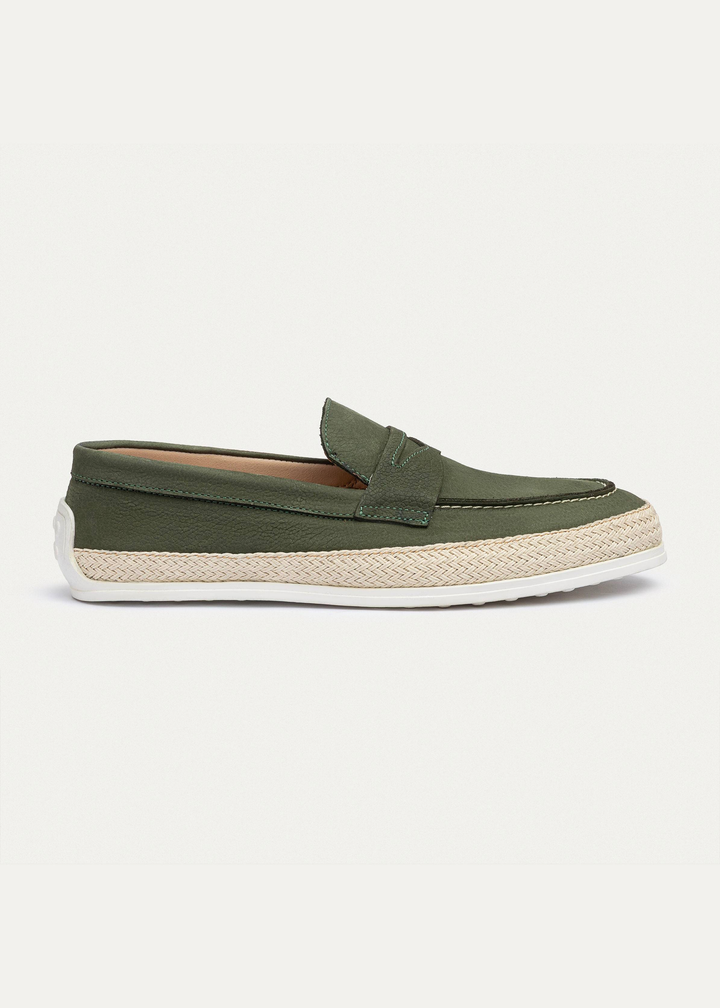 Lino Loafers “ Classic Slip-On with Braided Sole | Olive
