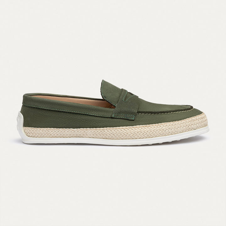 Achilles | Lino Loafers – Classic Slip-On with Braided Sole -Olive