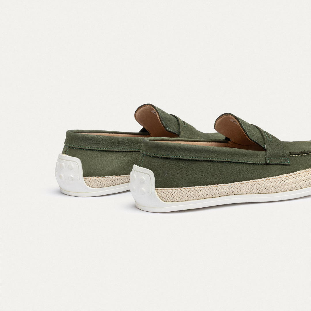 Achilles | Lino Loafers – Classic Slip-On with Braided Sole -Olive