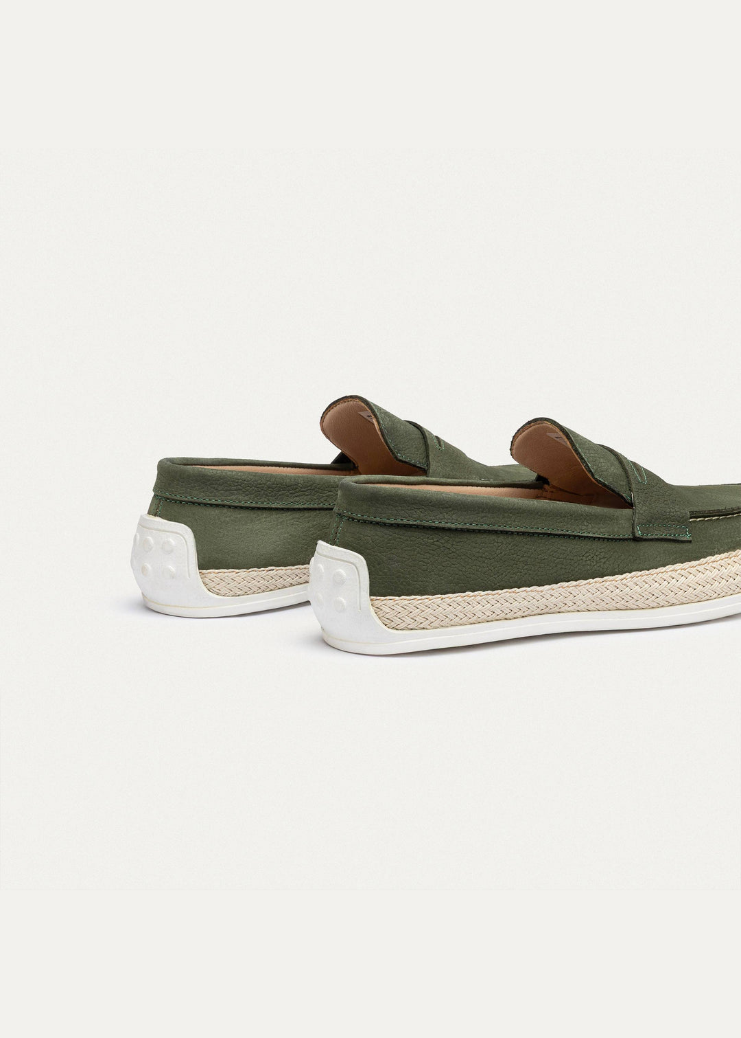 Lino Loafers “ Classic Slip-On with Braided Sole | Olive