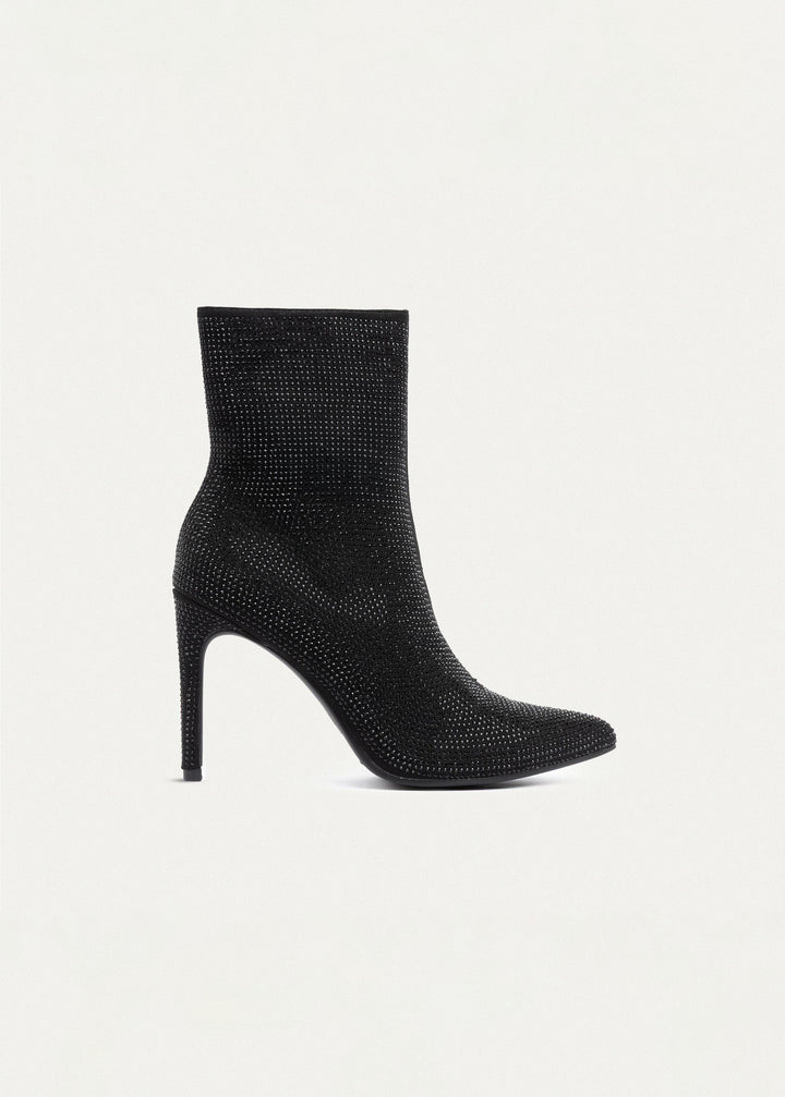 Achilles | Crystal Elegance Ankle Boots | Black
