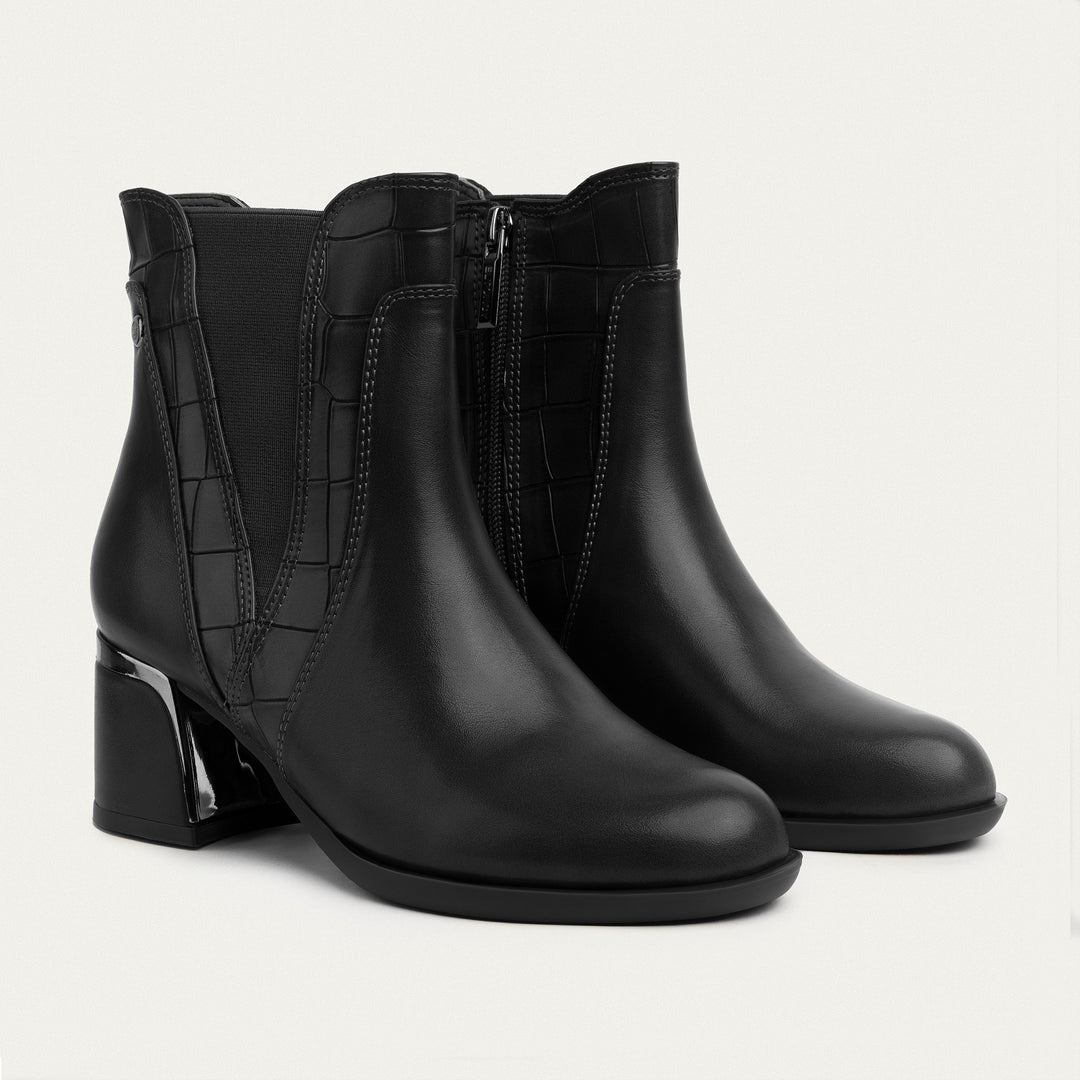 Vera Block Heel Ankle Boot -  Black