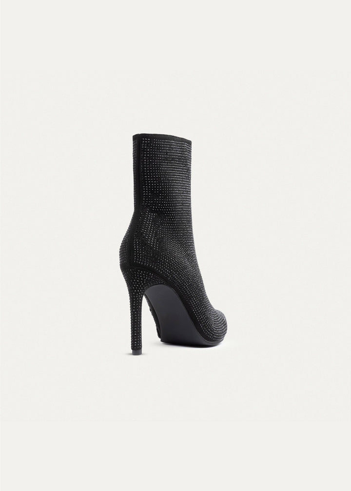Crystal Elegance Ankle Boots | Black