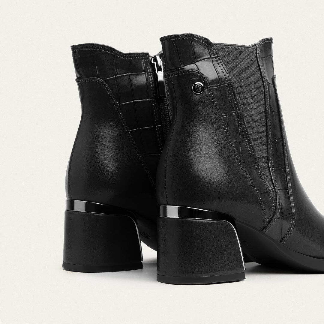 Vera Block Heel Ankle Boot -  Black